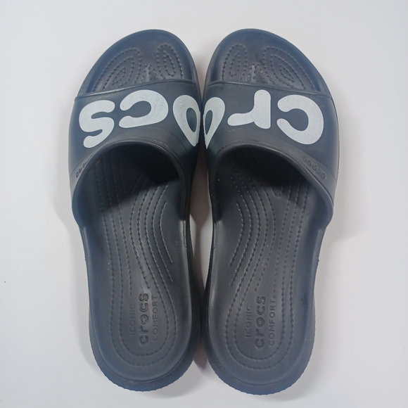 CROCS Slides Slip On Flip Flop Sandals Iconic Comfort Men's Size 9 Shoes - Picture 8 of 13